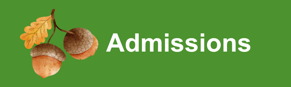green banner with white letters that say admissions